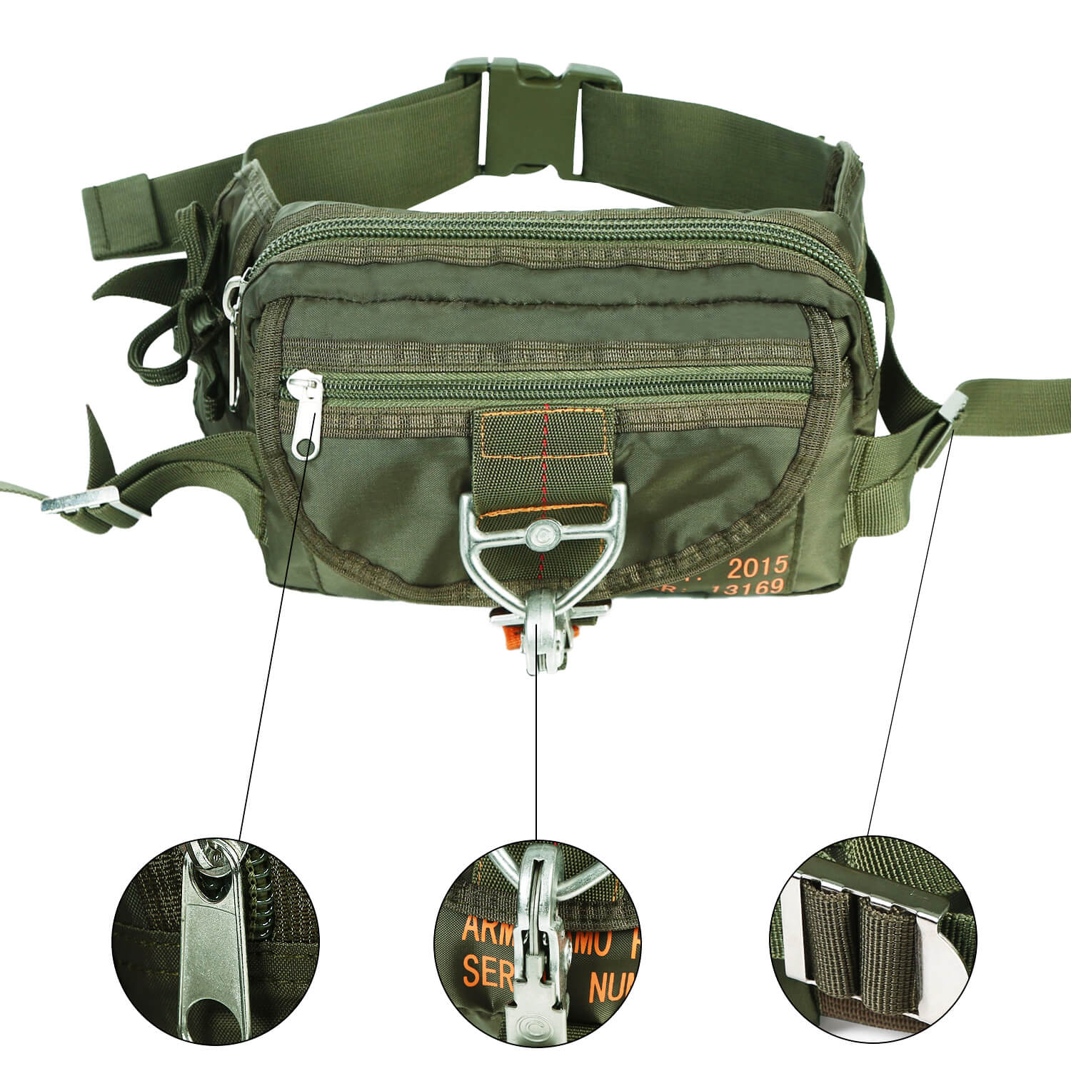 Water-Resistant Nylon Military Waist Pack for Hiking and Outdoor Adventures