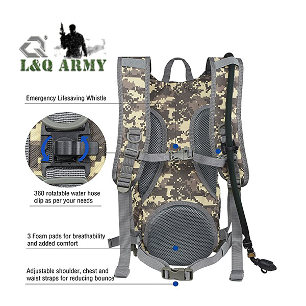 Hot Sale Outdoor Hiking Military Camo Hydration Backpack 